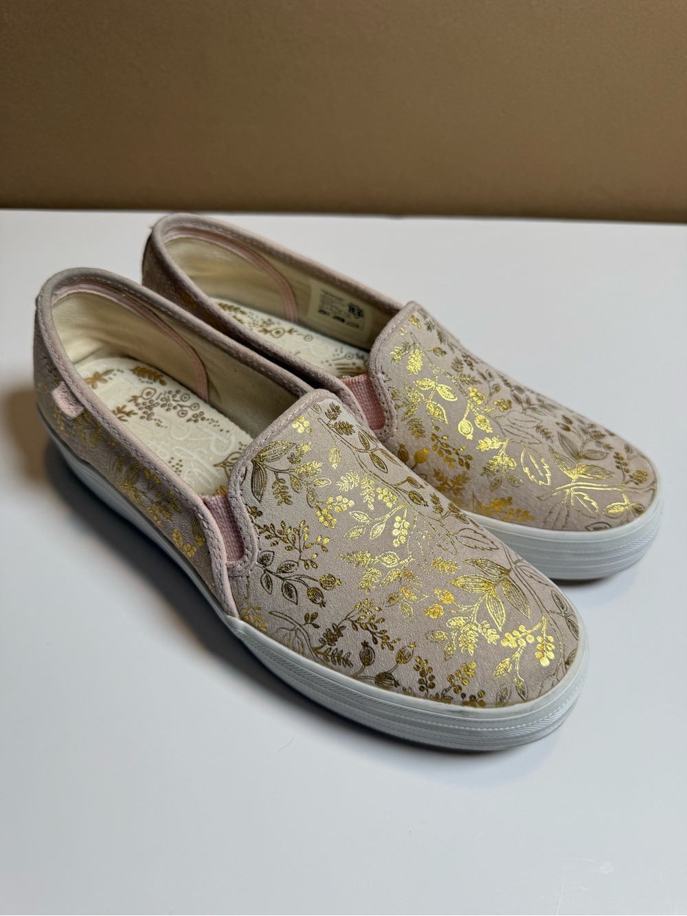 Keds x Rifle Paper Co. Triple Decker Forest in Blush Slip On Shoes Women’s 9